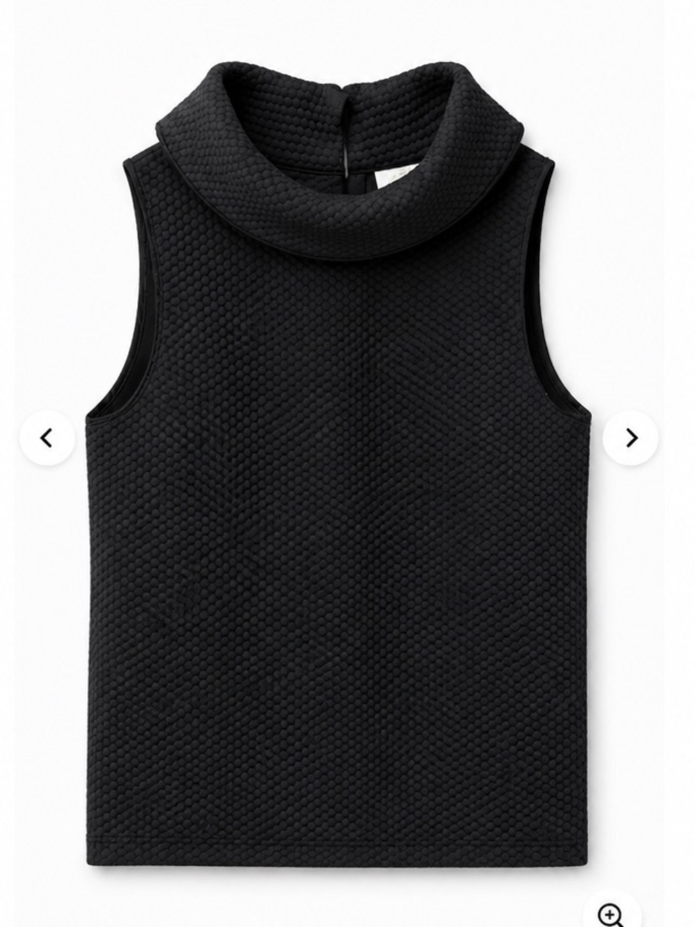 Sail to Sable Black Textured Cowl Neck Sleeveless Sweater